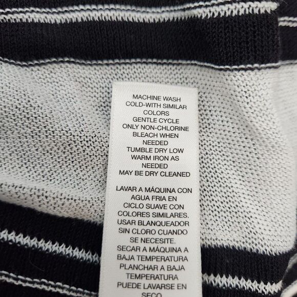 Chico's Women 0 US S Cardigan Sweater Black White Striped Knit Open Front - Picture 7 of 10